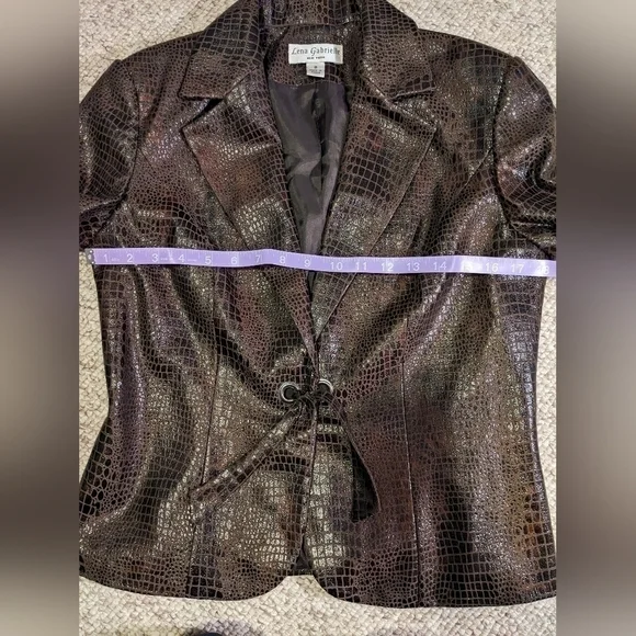 Faux leather for fall Lena Gabrielle size 8 jacket - Picture 4 of 7